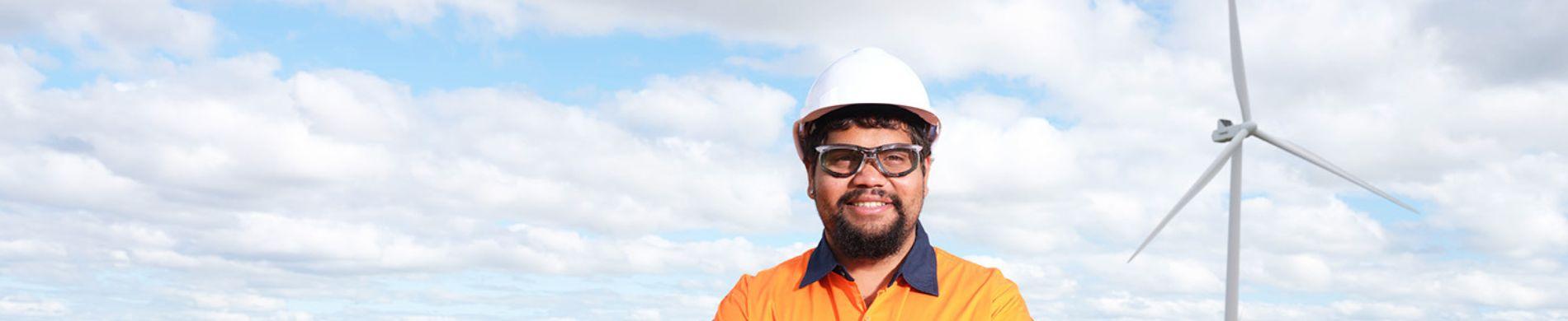 worker with a safety helmet
